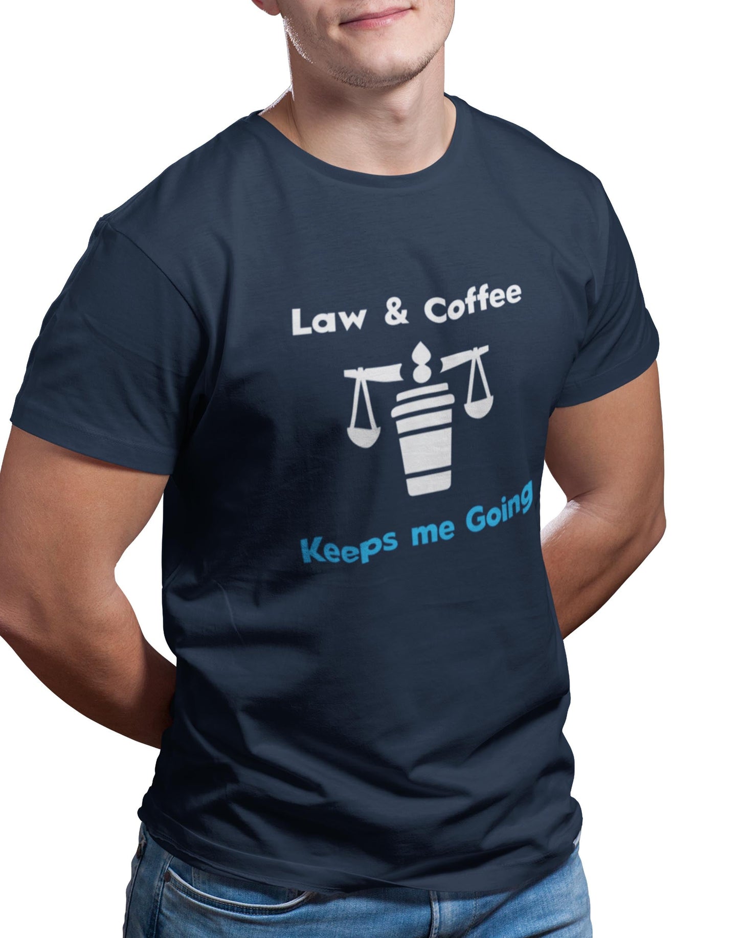 Law and Coffee- Navy Blue Round Neck Lawyer T-shirt