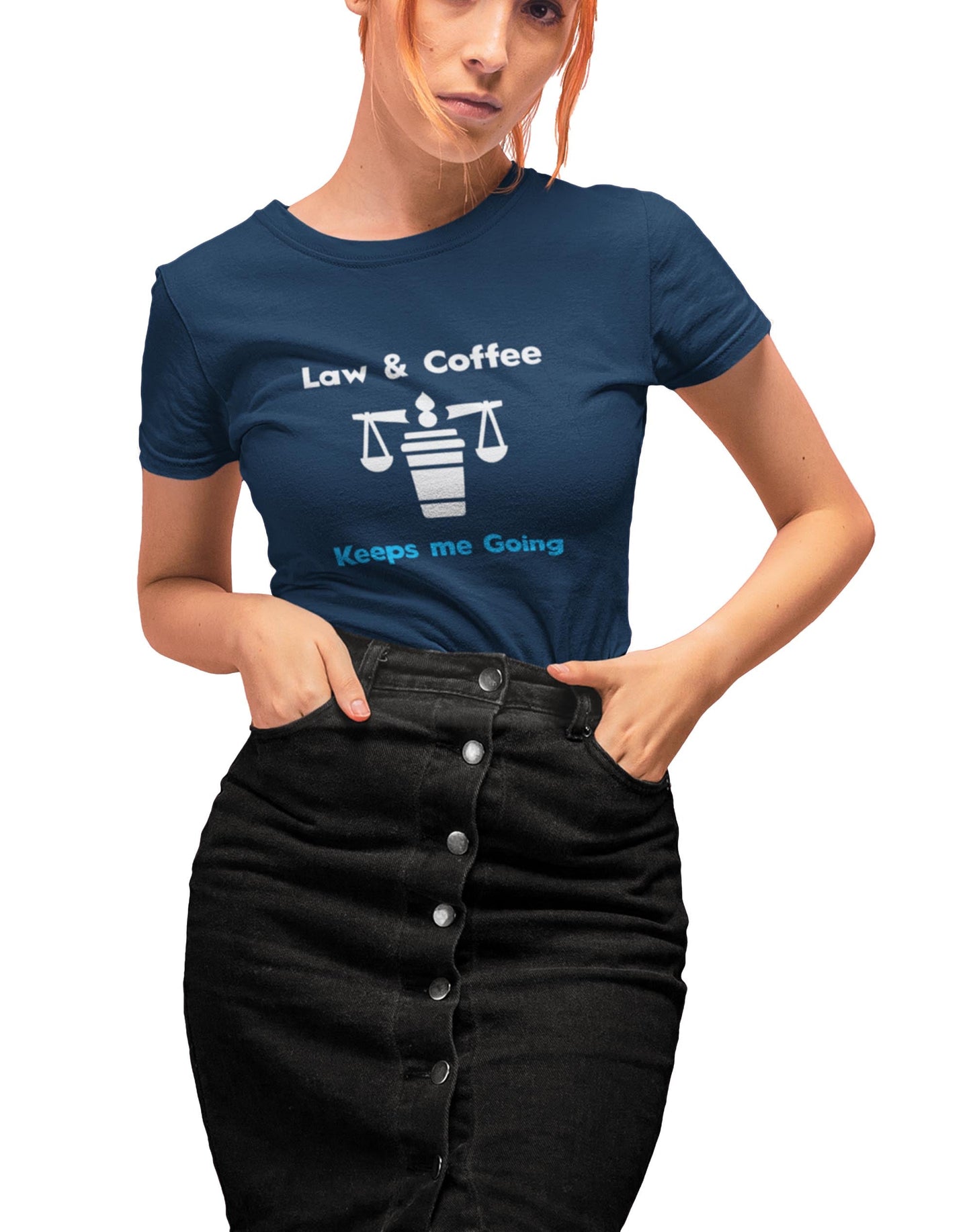 Law and Coffee- Navy Blue Round Neck Lawyer T-shirt