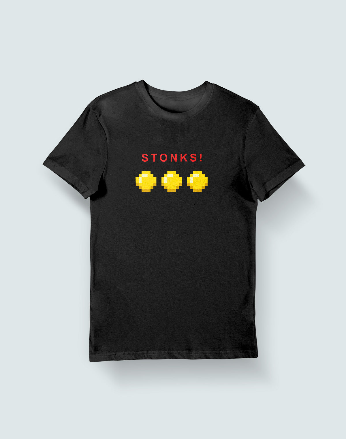 Stonks- Black Round Neck Stock Trading T-shirt