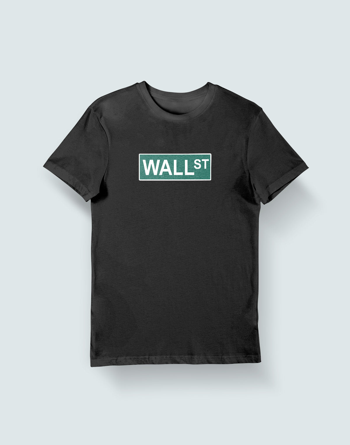 Wall St.- Black Round Neck Stock Trading T-shirt