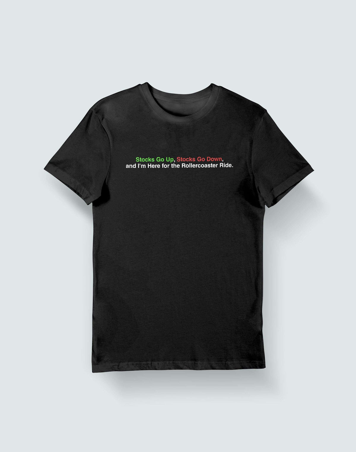 Rollercoaster Ride- Black Round Neck Stock Trading T-shirt