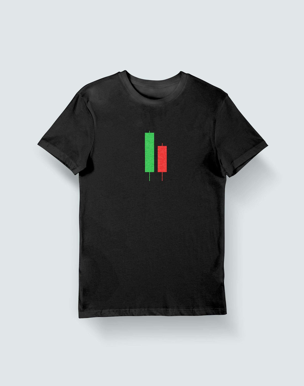 Candle Sticks- Black Round Neck Stock Trading T-shirt