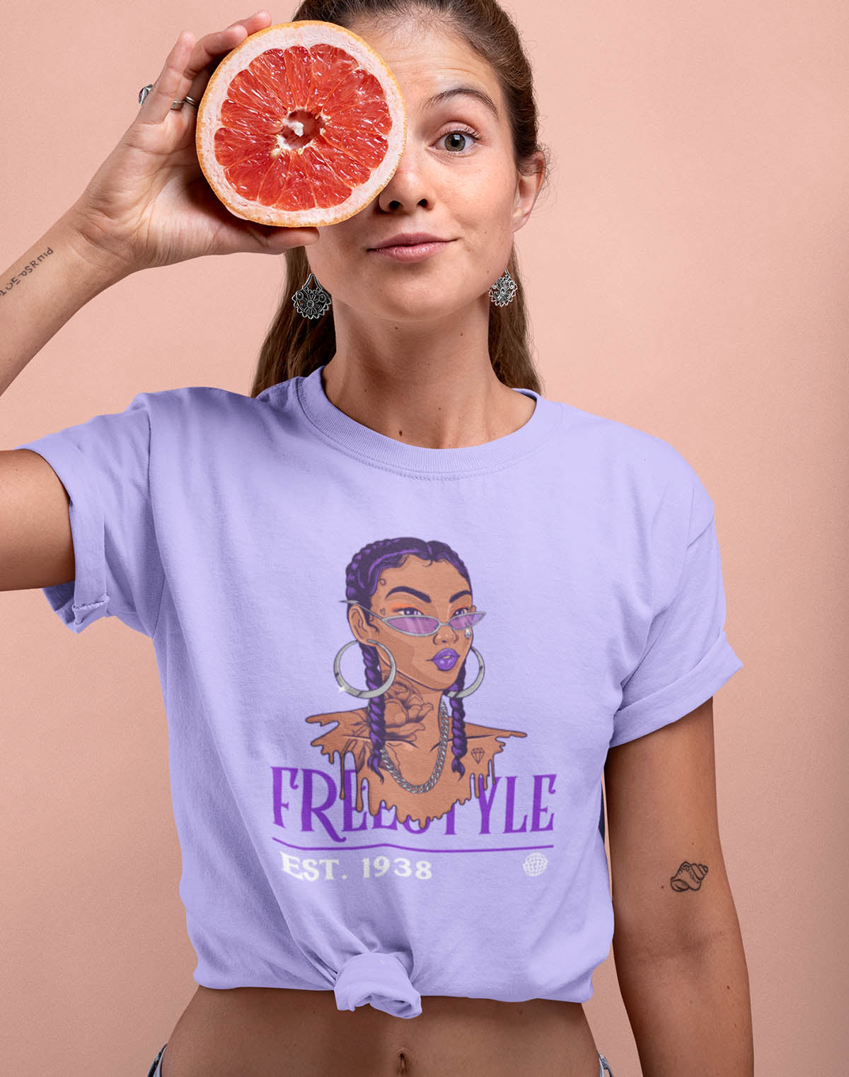 Freestyle - Lavender Round Neck Music T-shirt