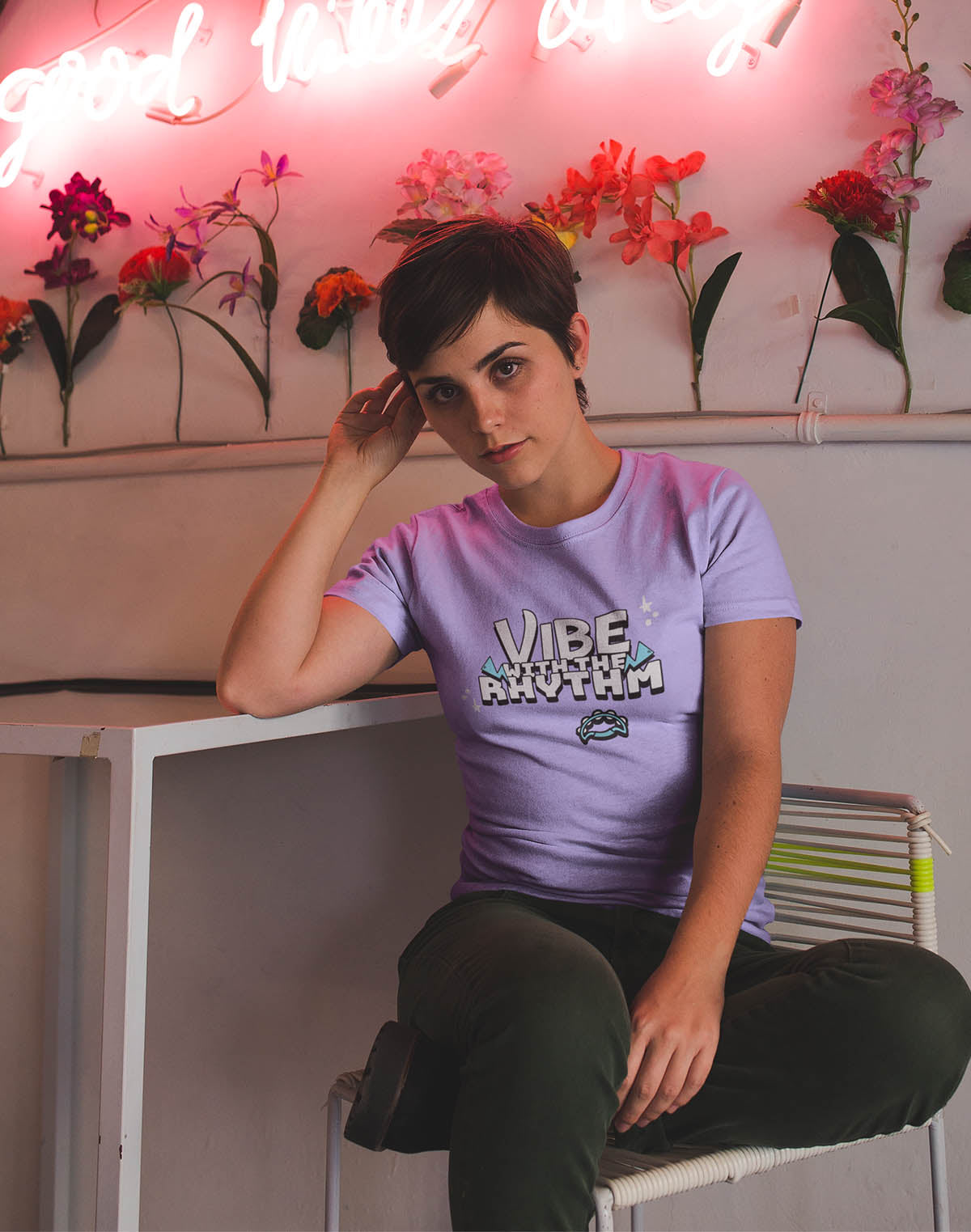 Vibe with The Rhythm - Lavender Round Neck Music T-shirt