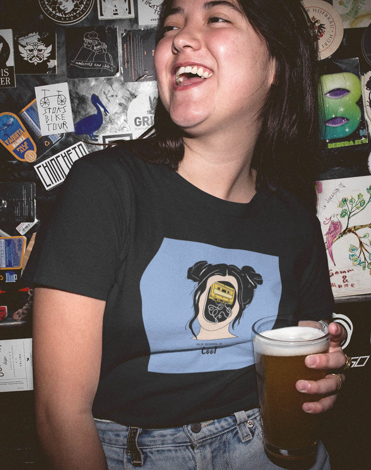 Old School is Cool - Black Round Neck Music T-shirt