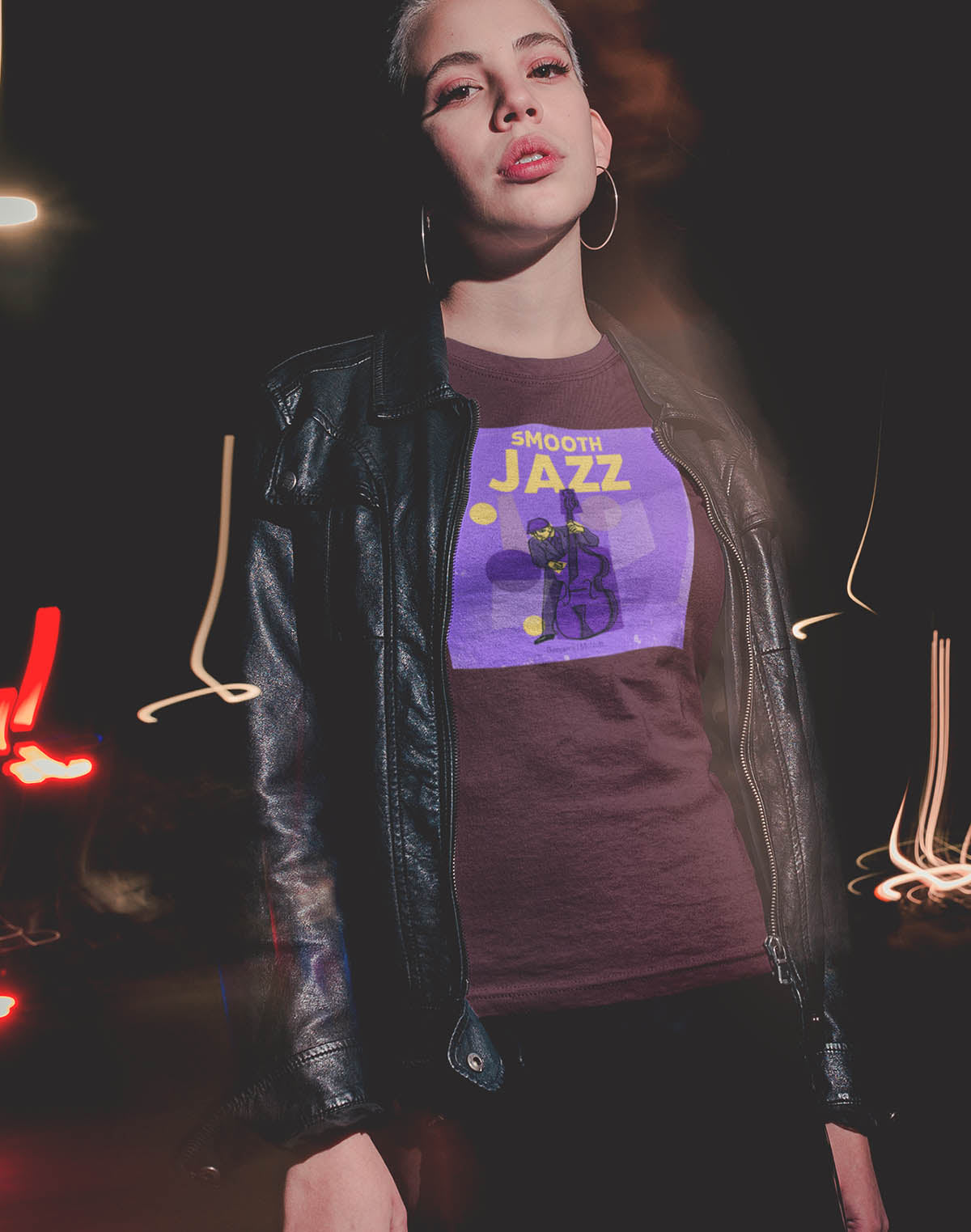 Smooth Jazz - Black Round Neck Music T-shirt