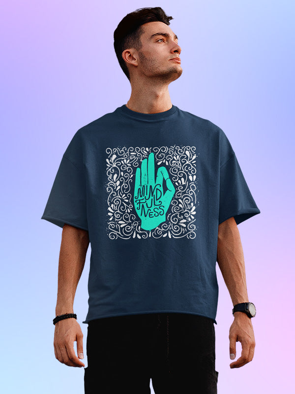 Mindfulness- Navy Blue Yoga Oversized T-shirt