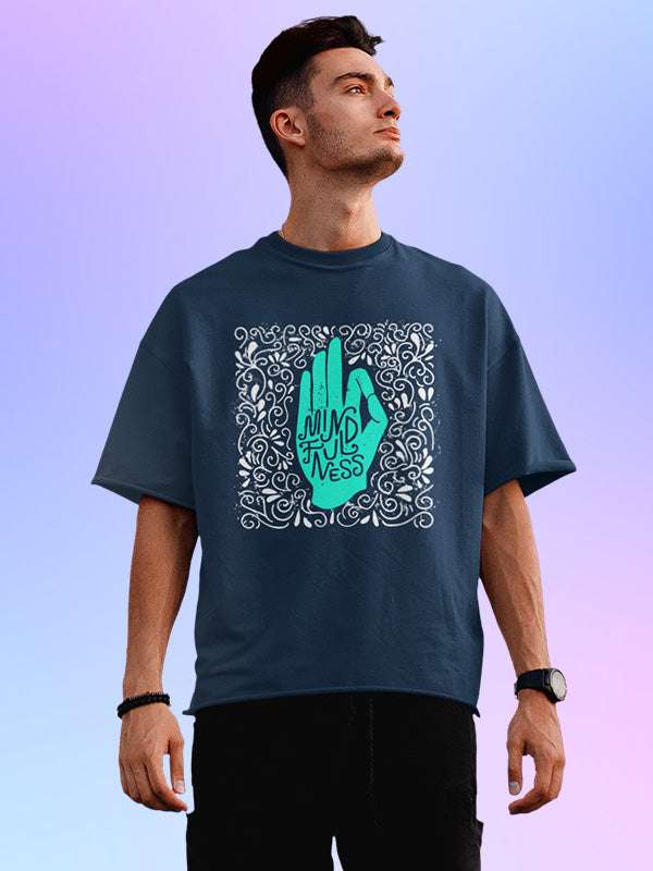 Mindfulness- Navy Blue Yoga Oversized T-shirt