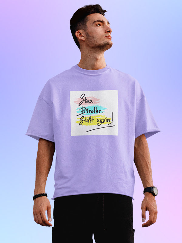 Start Again- Lavender Round Neck Yoga Oversized T-shirt