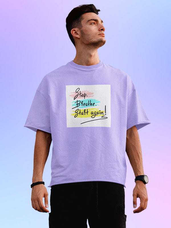 Start Again- Lavender Round Neck Yoga Oversized T-shirt