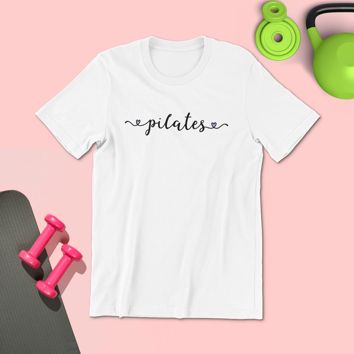 Pilates Love - White Round Neck Pilates T-shirt