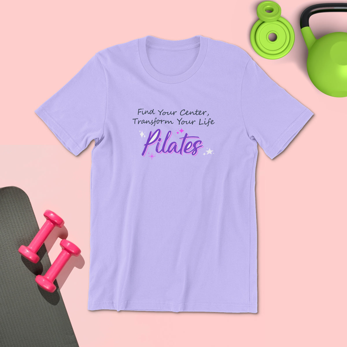 Find Your Centre- Lavender Round Neck Pilates T-shirt