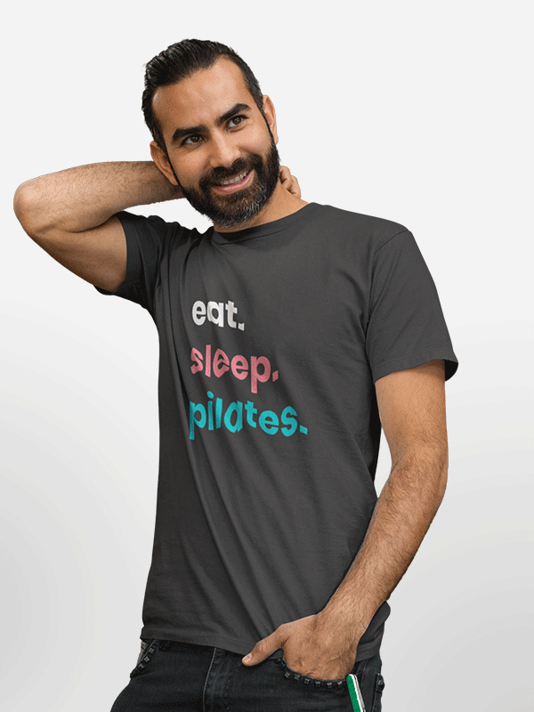 Eat Sleep Pilates - Black Round Neck Pilates T-shirt