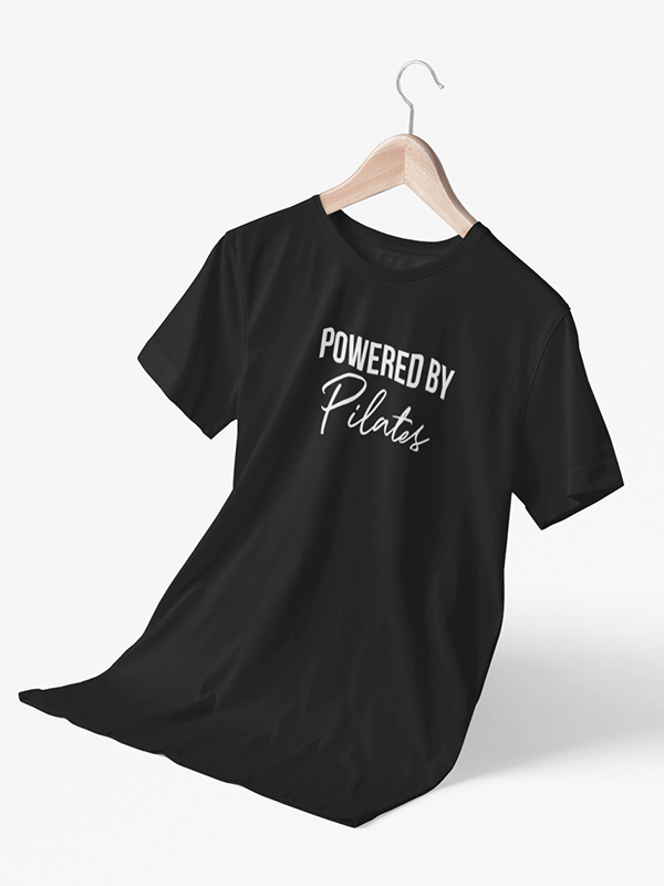 Powered by Pilates - Black Round Neck Pilates T-shirt