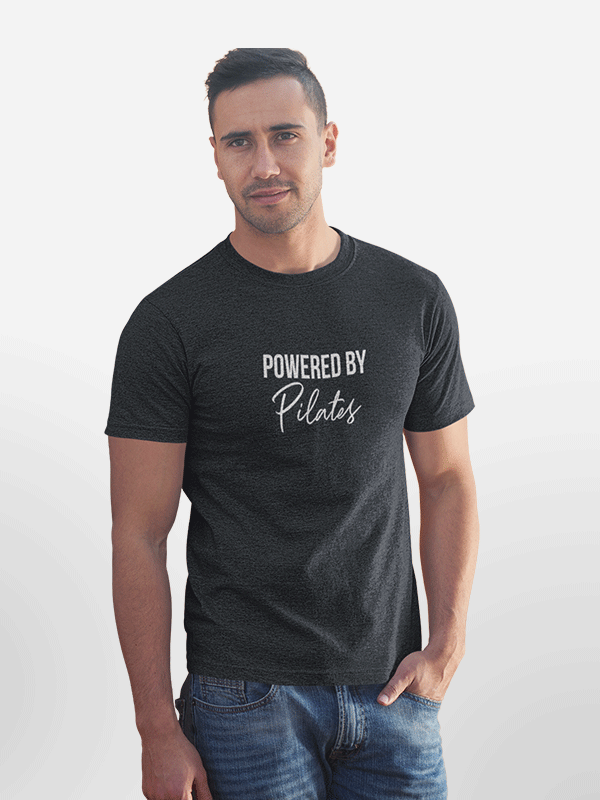 Powered by Pilates - Black Round Neck Pilates T-shirt