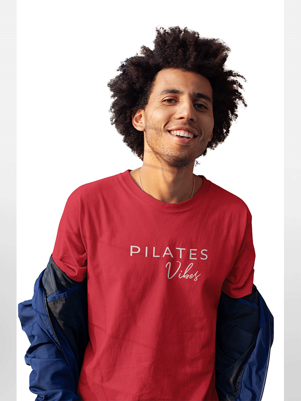 Pilates Vibes - Red Round Neck Pilates T-shirt