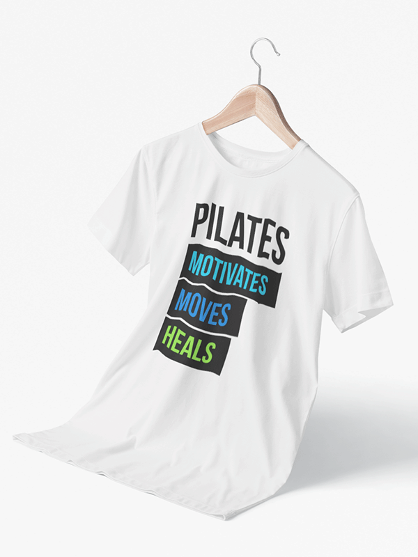 Pilates Motivates - White Round Neck Pilates T-shirt