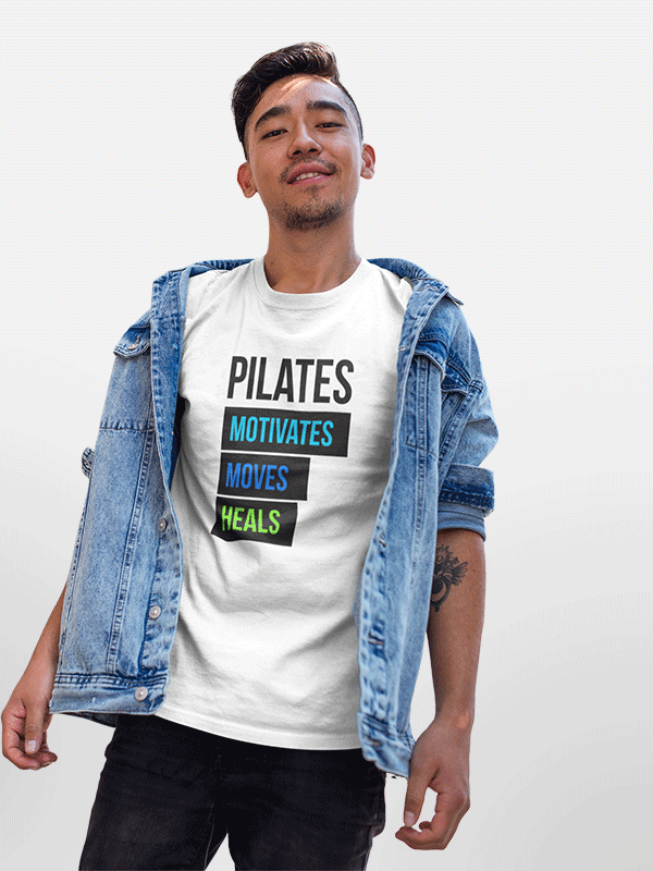 Pilates Motivates - White Round Neck Pilates T-shirt