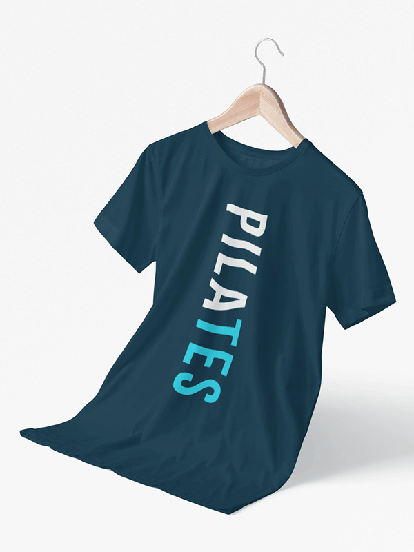 Pilates Vertical - Navy Blue Round Neck Pilates T-shirt