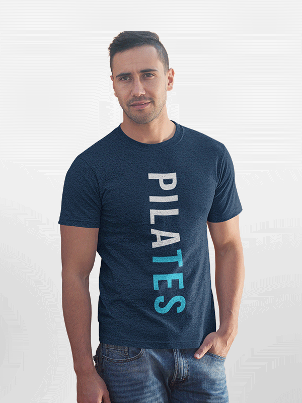 Pilates Vertical - Navy Blue Round Neck Pilates T-shirt