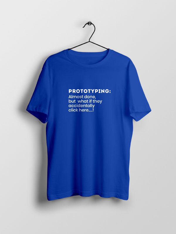 Prototyping- Royal Blue Round Neck UI UX T-shirt