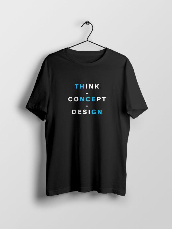 Think Concept Design- Black Round Neck UI UX T-shirt