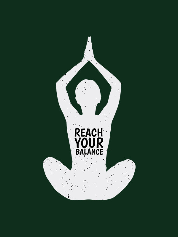 Reach Your Balance- Dark Green Round Neck Yoga T-shirt