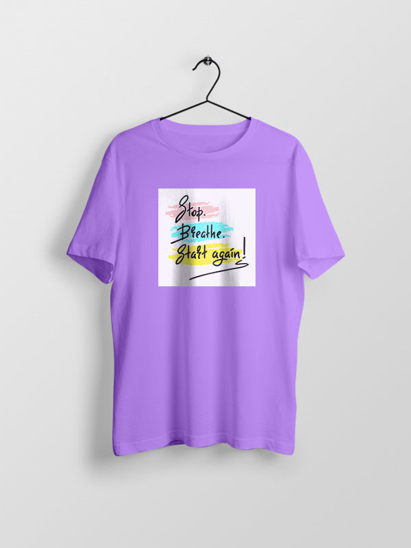 Start Again- Lavender Round Neck Yoga T-shirt