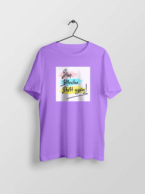 Start Again- Lavender Round Neck Yoga T-shirt
