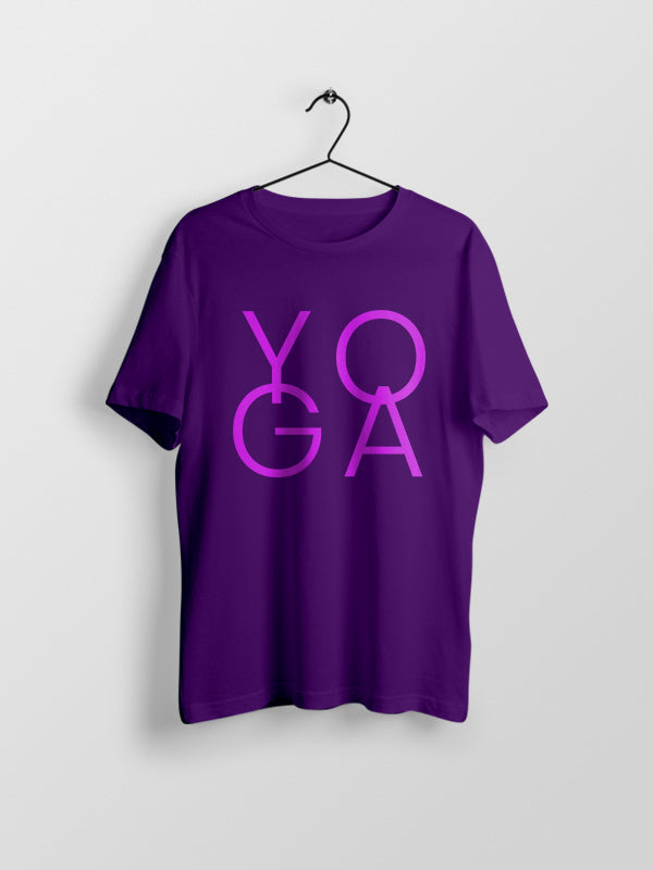 Yoga Word- Purple Round Neck Yoga T-shirt
