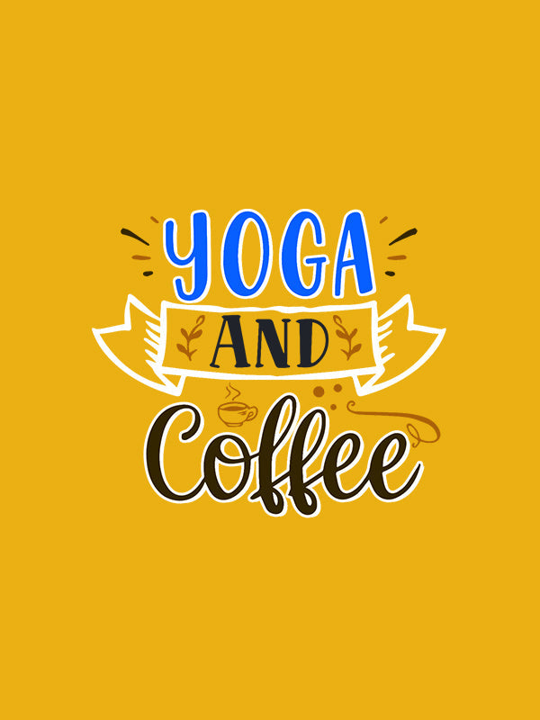 Yoga and Coffee Graphic- Mustard Yellow Round Neck Yoga T-shirt