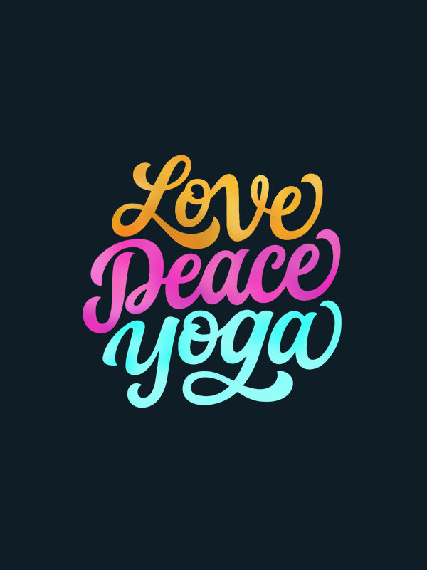 Love Peace Yoga- Navy Blue Round Neck Yoga T-shirt