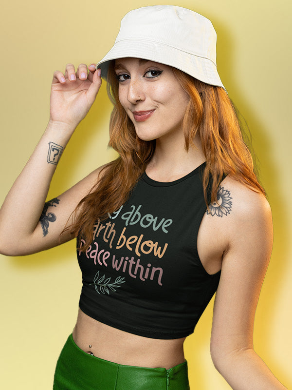 Peace Within- Black Yoga Crop Tank Top