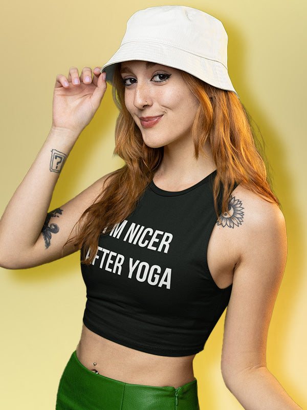 Nicer after Yoga- Black Yoga Crop Tank Top