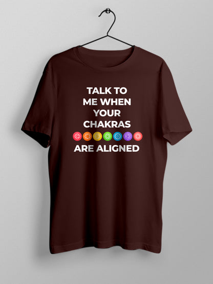 Chakras are Aligned- Coffee Brown Round Neck Yoga T-shirt