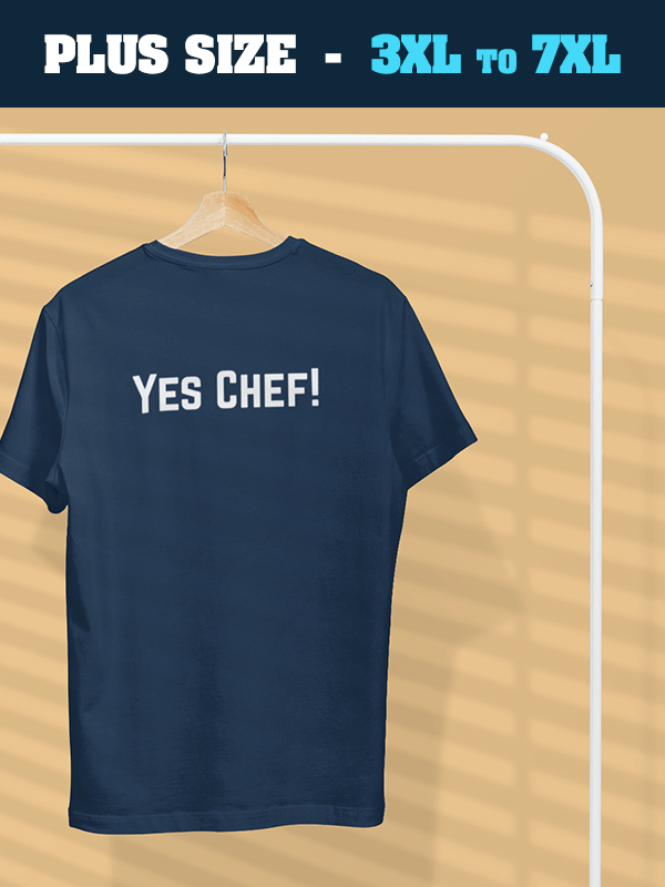 Yes Chef- Navy Blue Crew Neck, Plus Size Chef T-shirt