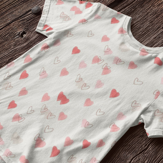 Heart Pattern - Valentine All Over Printed - Unisex Tshirt