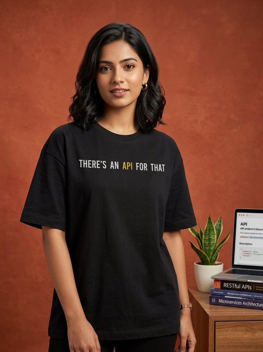 API For That- Black Round Neck Coding T-shirt