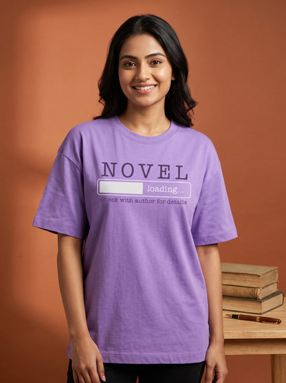 Novel Loading- Lavender Round Neck Writer T-shirt