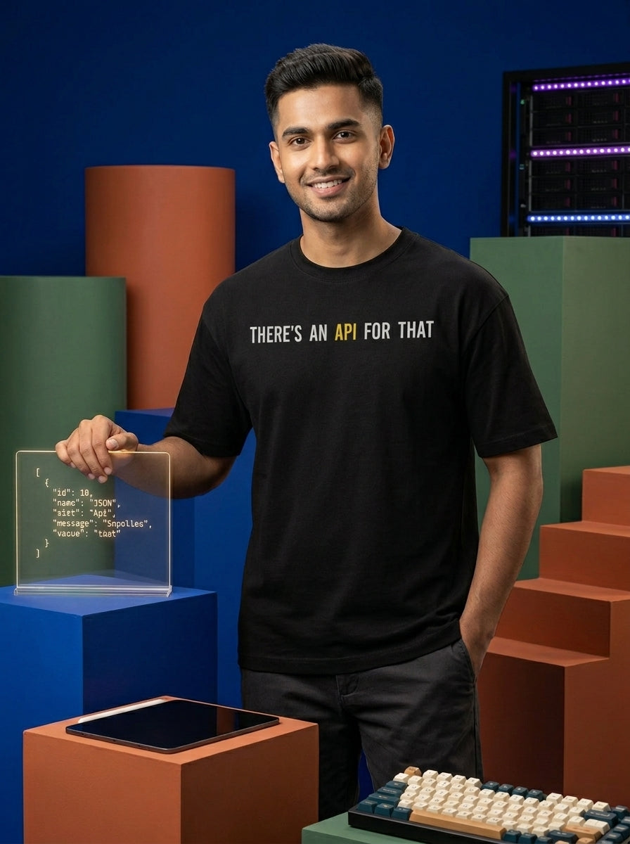API For That- Black Round Neck Coding T-shirt