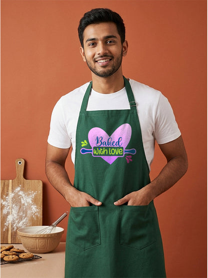 Baked with Love - Bottle Green Apron