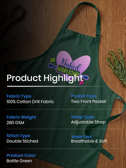 Baked with Love - Bottle Green Apron