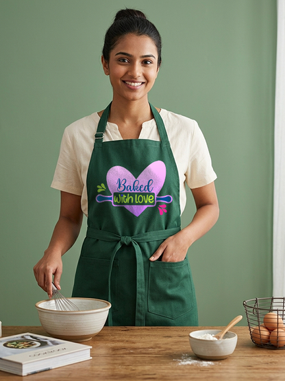Baked with Love - Bottle Green Apron