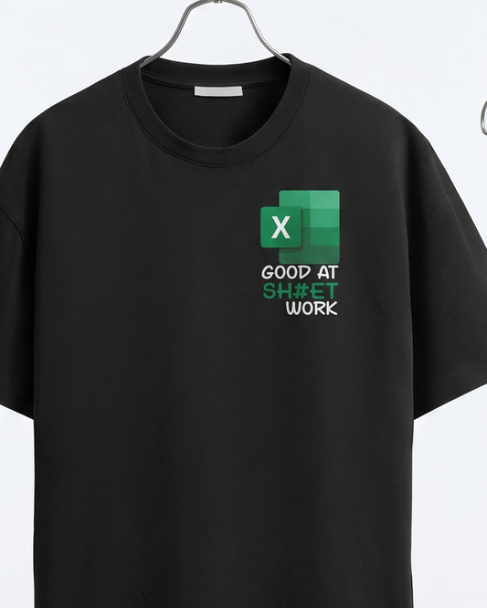 Sheet Work- Black Round Neck Corporate T-shirt