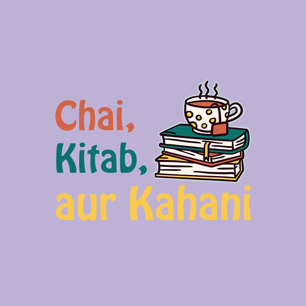 Chai, Kitaab, aur Kahani- Lavender Round Neck Oversized Writer T-shirt