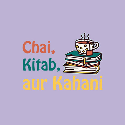 Chai, Kitaab, aur Kahani- Lavender Round Neck Oversized Writer T-shirt