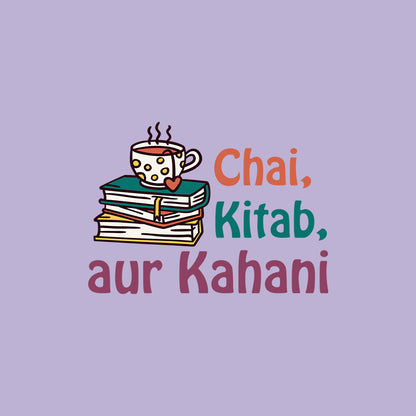 Chai, Kitaab, aur Kahani- Lavender Round Neck Oversized Writer T-shirt