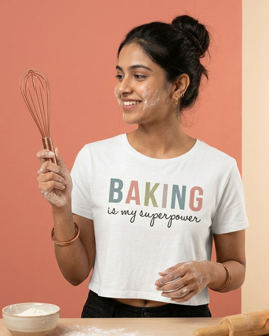 Baking is My Super Power - White Baking Crop Top