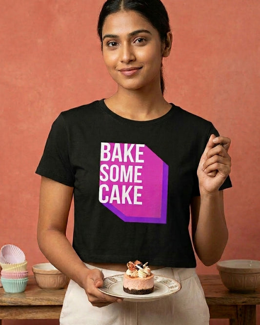 Bake Some Cake- Black Baking Crop Top