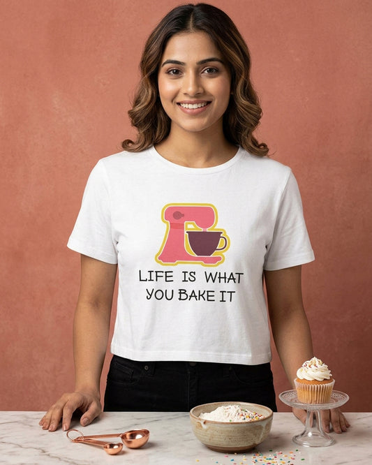Life is what you Bake- White Baking Crop Top